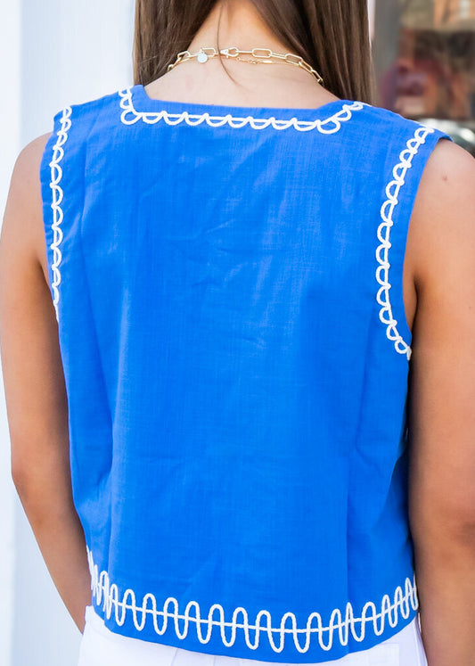 Sleeveless Embroidered Top