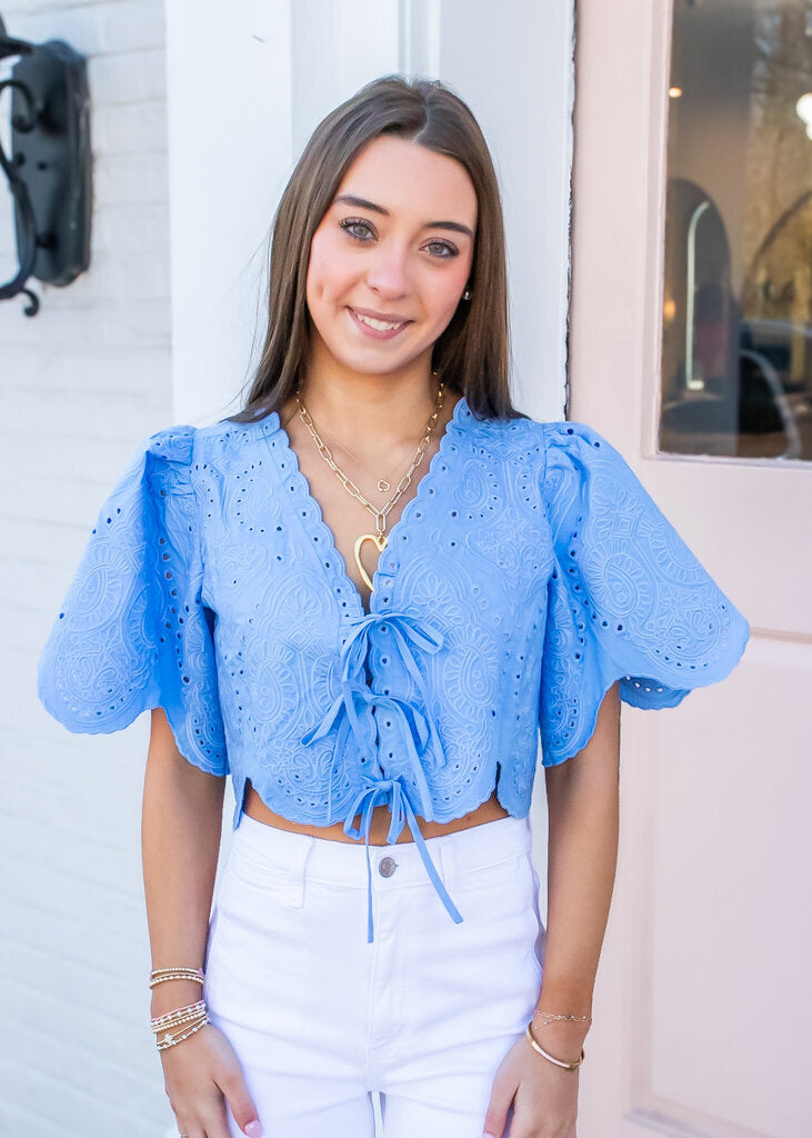 Eyelet Crop Blouse