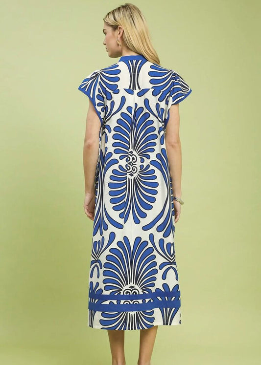 Abstract Print Midi Dress