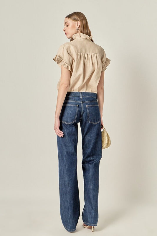 Linen Ruffle Shirt