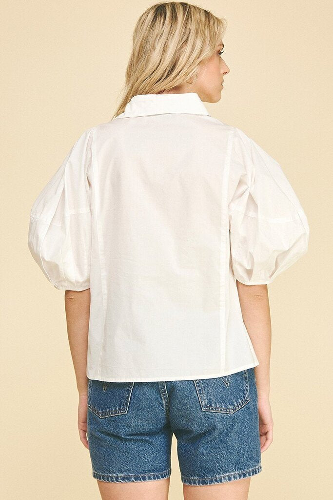Balloon Sleeve Button Down Top