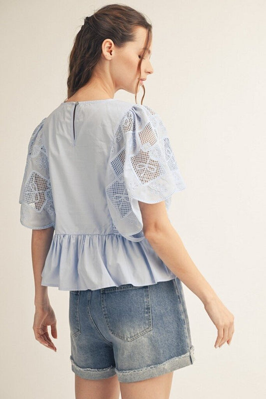 Embellished Lace Detail Steeve Top