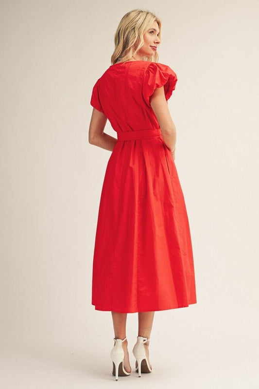 Cap Sleve Midi Dress