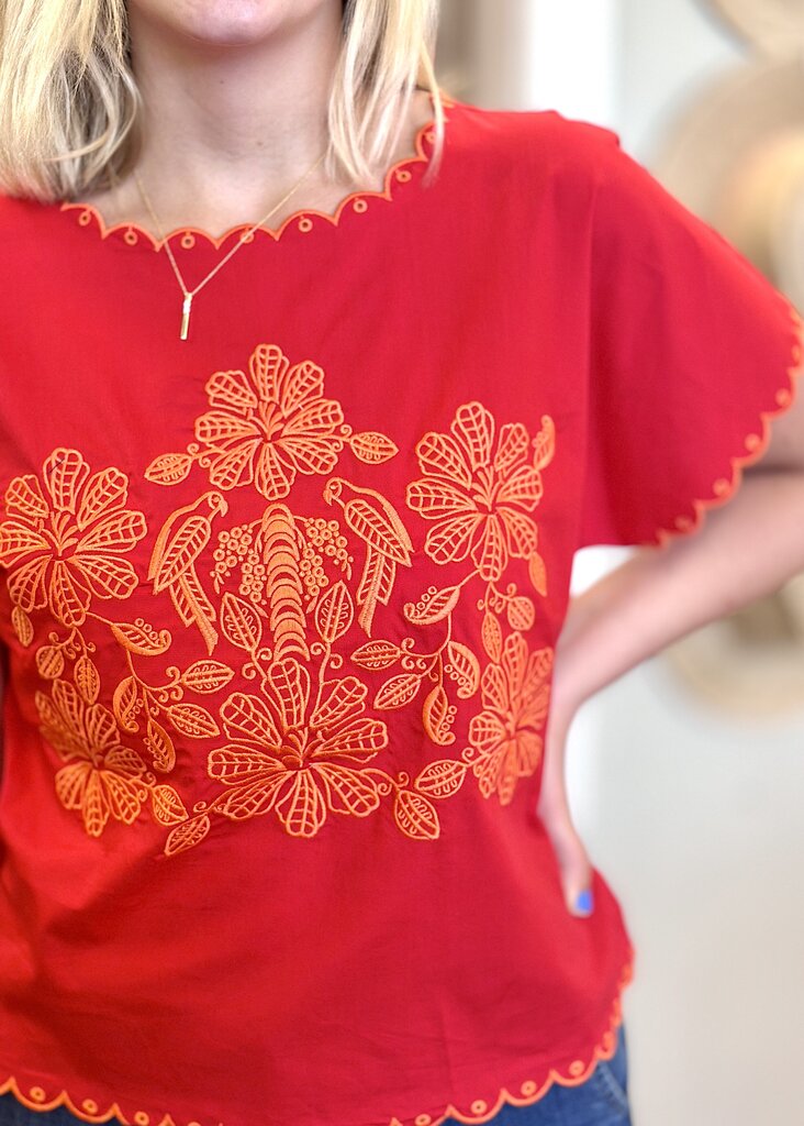 Blue Floral Embellished Shirt