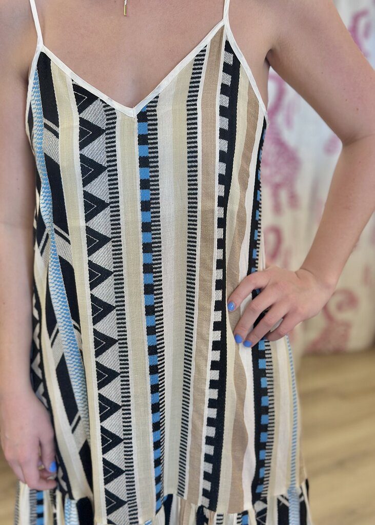 Aztec S/S Tiered Maxi Dress