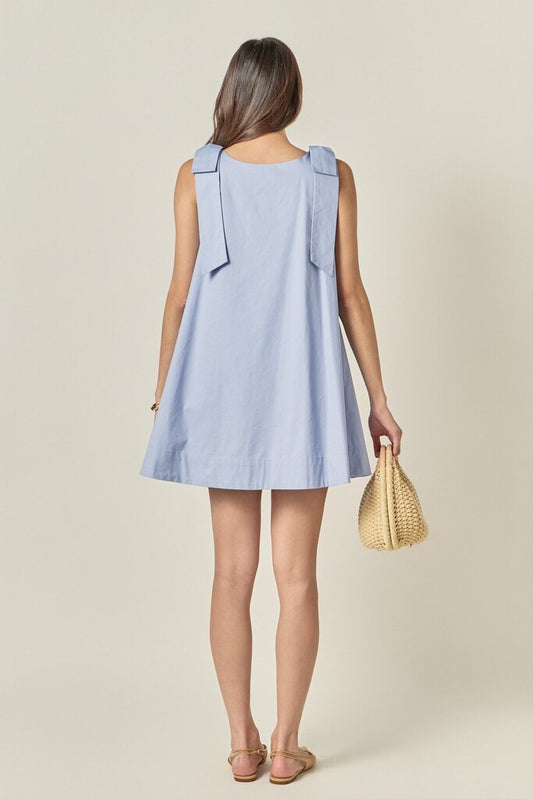 Bow Sleeveless Mini Dress