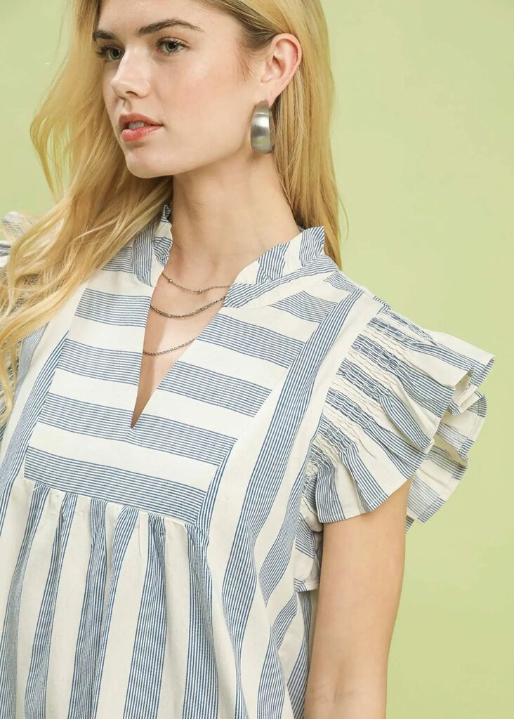 Ruffle Sleeve Short Dress