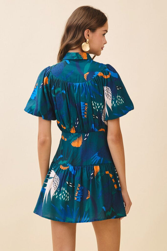 Abstract Fit & Flare Shirt Dress