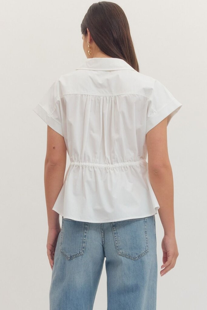 Cap Sleeve Drawstring Top