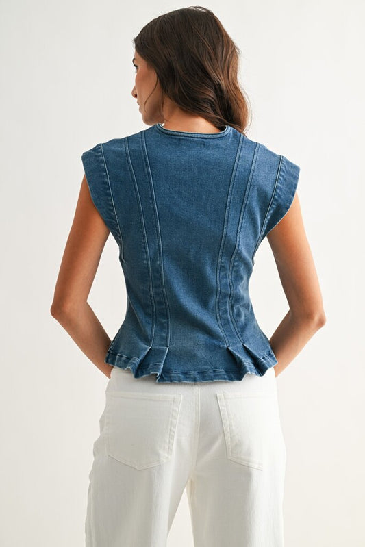 Denim Peplum Top