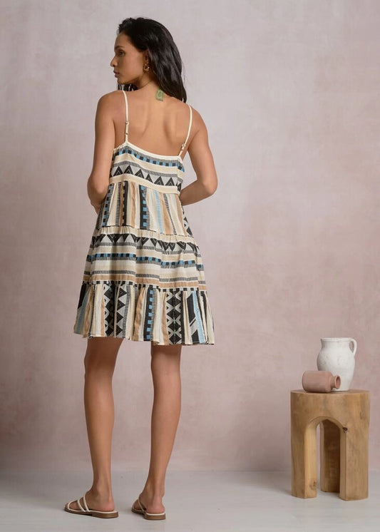 Aztec Tiered Mini Dress