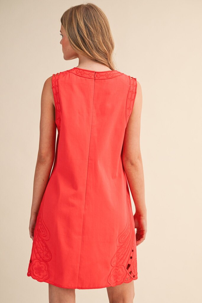 Embroidered Scallop Mini Dress