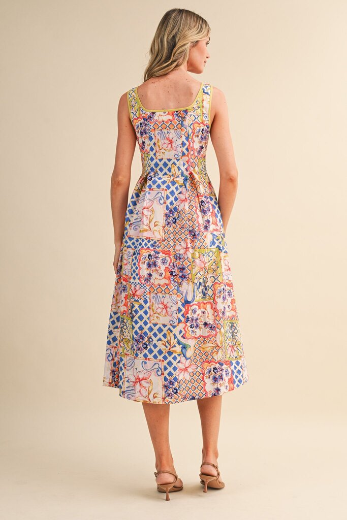 Square Neck Floral Dress