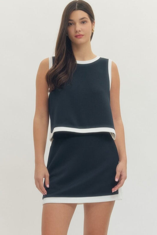 Knit Contrast Skirt