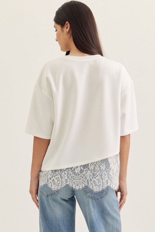 Solid Lace Trim Top