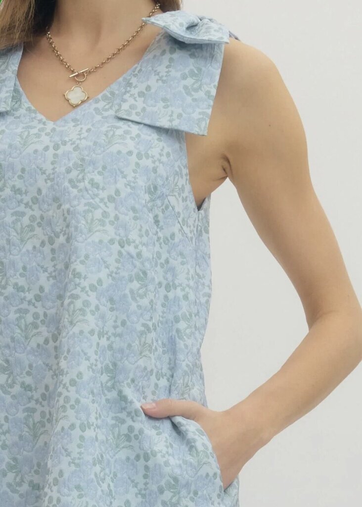 Ribbon Tie Floral Mini Dress