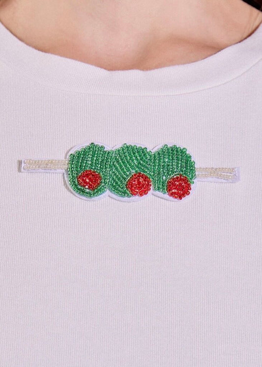 Beaded Olive Beaded Tee