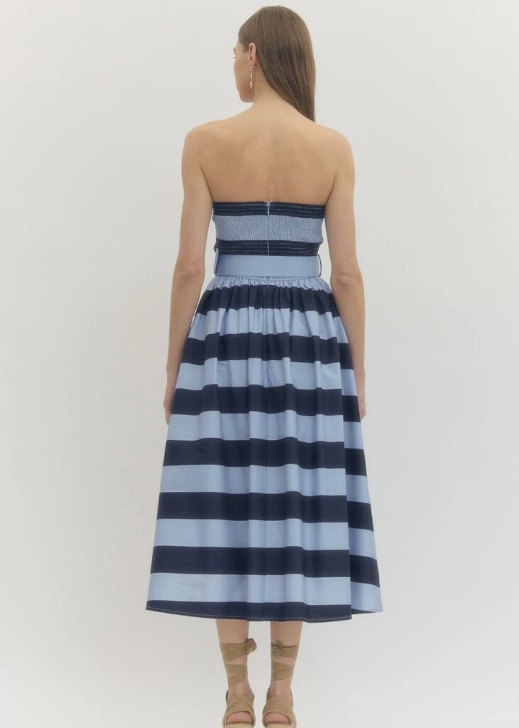 Strapless Midi Stripe Dress