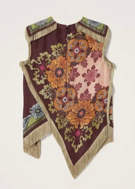 Tassel Trim Scarf Top