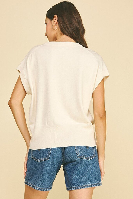 Solid Cap Knit Top