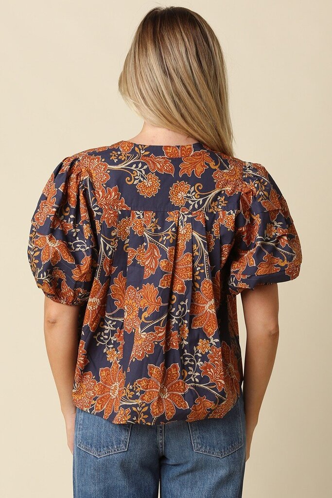 Zoe Pleated Puff Blouse