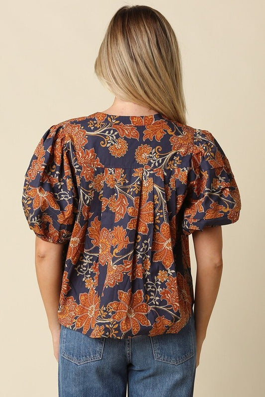 Zoe Pleated Puff Blouse