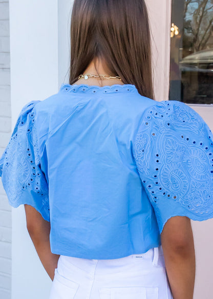 Eyelet Crop Blouse