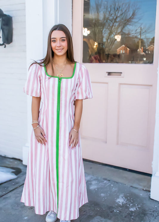 Striped Square Neck Dress