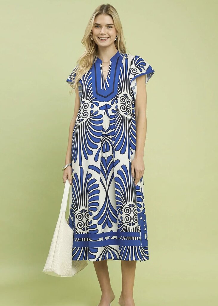 Abstract Print Midi Dress