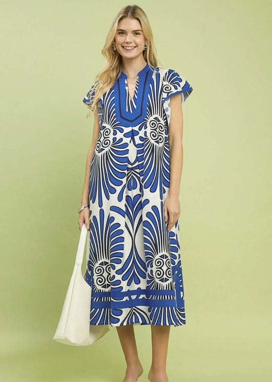 Abstract Print Midi Dress