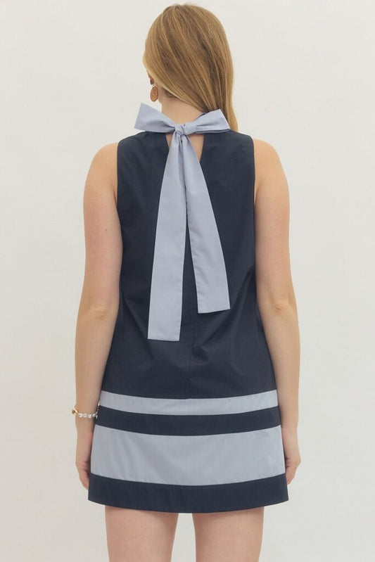 Ruffle Neck Tie Detail Dress