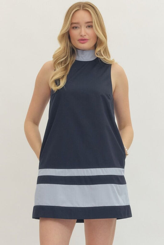 Ruffle Neck Tie Detail Dress