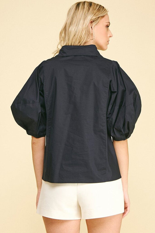 Balloon Sleeve Button Down Top