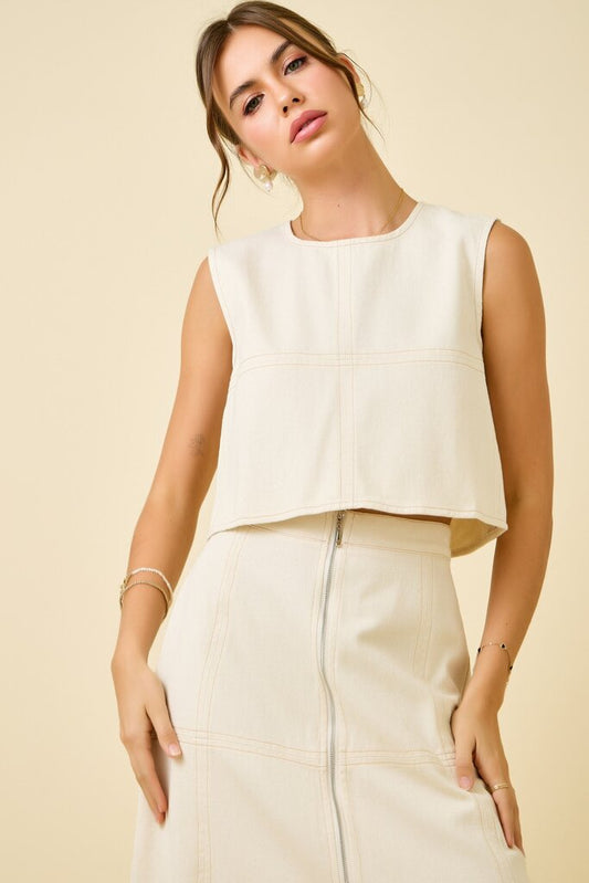 Cap Sleeve Zippered Top & Midi Skirt Set