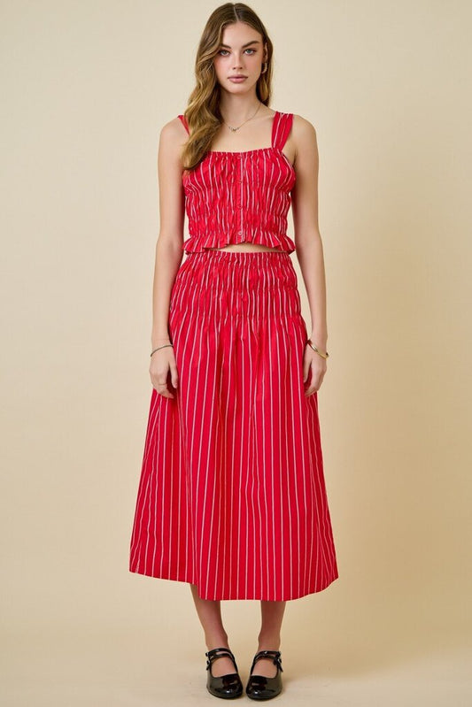 Striped Midi Skirt & Top Set