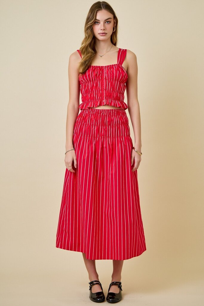 Striped Midi Skirt & Top Set