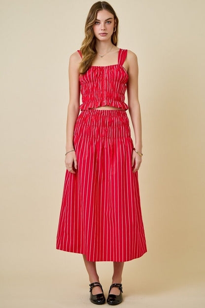 Striped Midi Skirt & Top Set