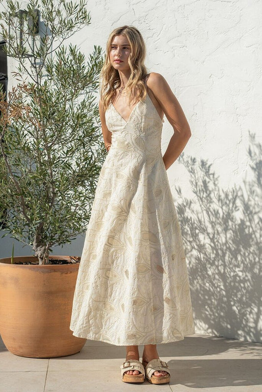 Embellished Tie Back Maxi Dress