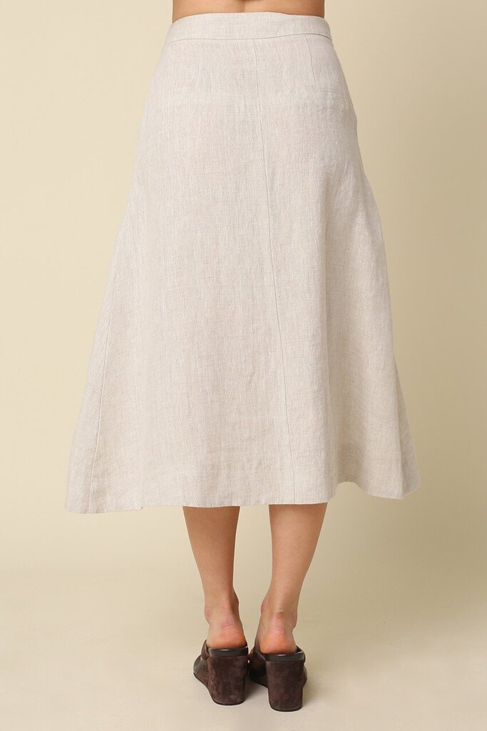 MA- Olive15 (B) Linen Midi Skirt