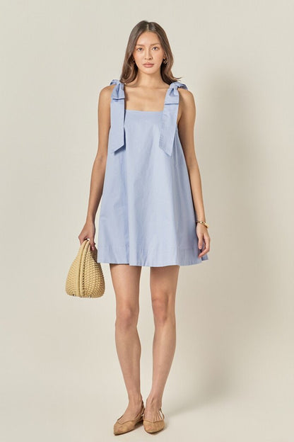 Bow Sleeveless Mini Dress