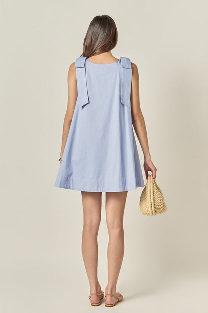 Bow Sleeveless Mini Dress