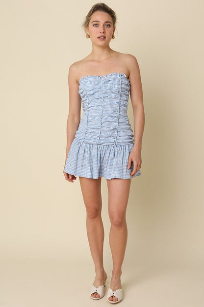 Strapless Ruched Mini Dress