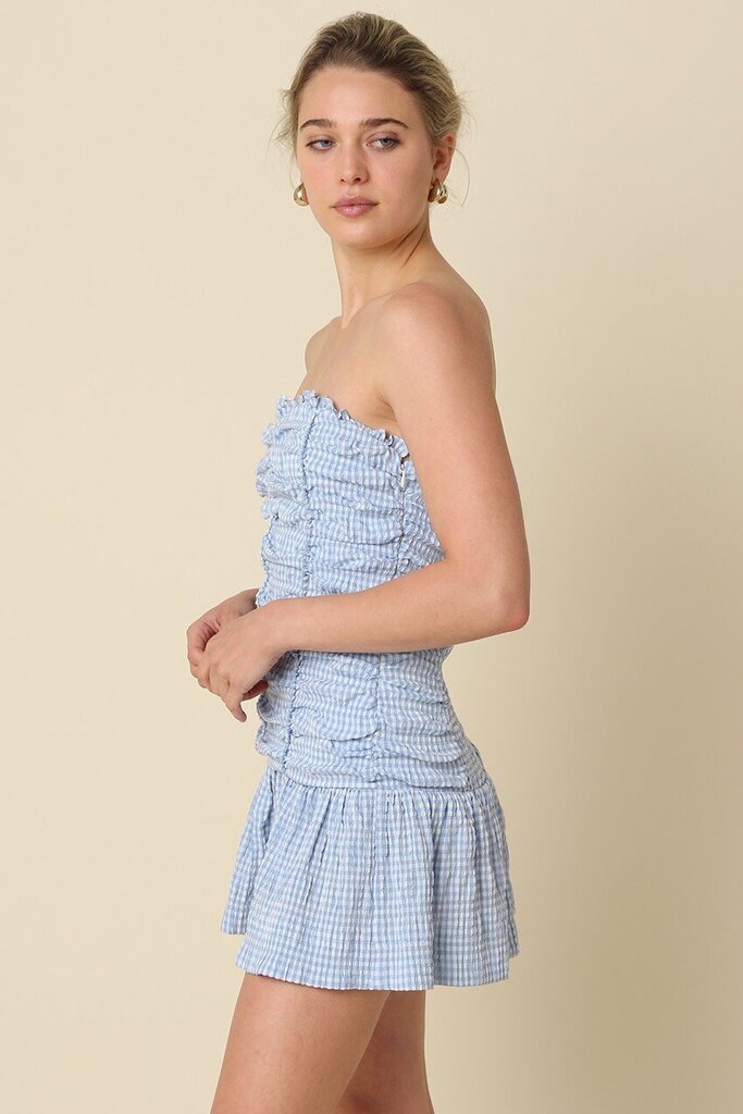 Strapless Ruched Mini Dress