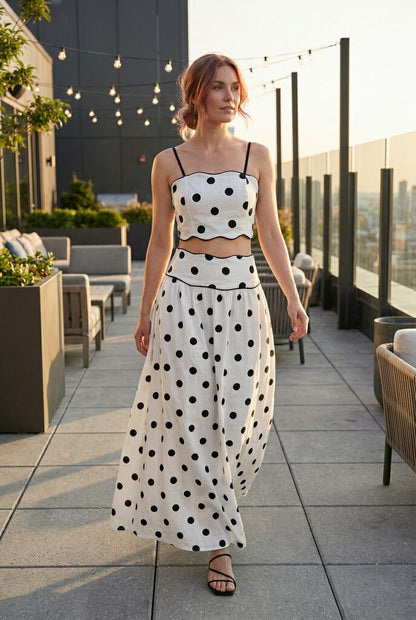 Polka Dot Crop Top & Skirt Set