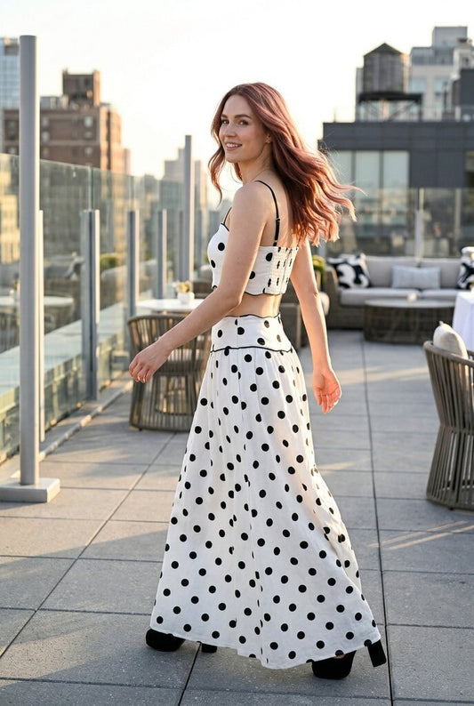 Polka Dot Crop Top & Skirt Set
