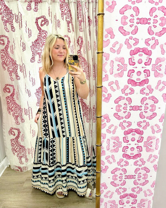Aztec Tiered Maxi Dress
