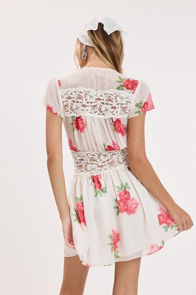 Lace V Neck Mini Dress