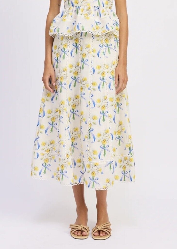 Scallop Trim Midi Skirt