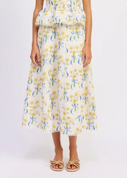 Scallop Trim Midi Skirt