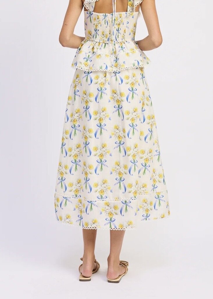 Scallop Trim Midi Skirt
